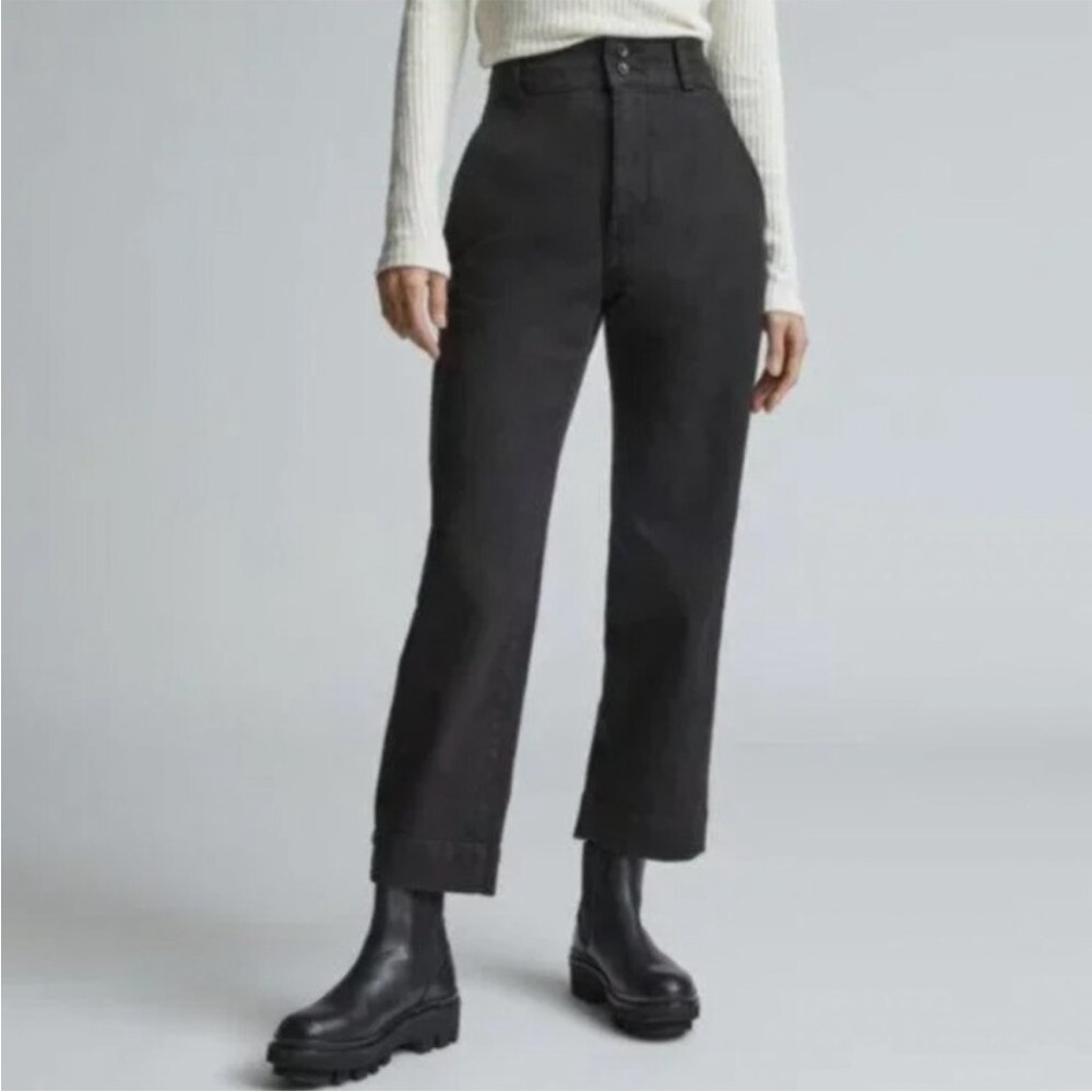 NWT Everlane The Organic Straight Leg Pant Womens 0 Black